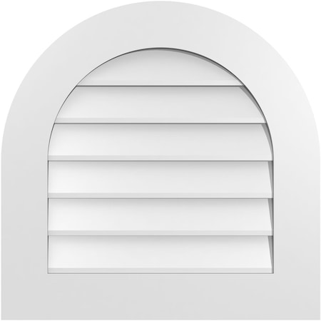 Ekena Millwork Round Top Surface Mount PVC Gable Vent: Non-Functional, w/ 3-1/2"W x 1"P Standard Frame, 24"W x 24"H GVPRT24X2401SN